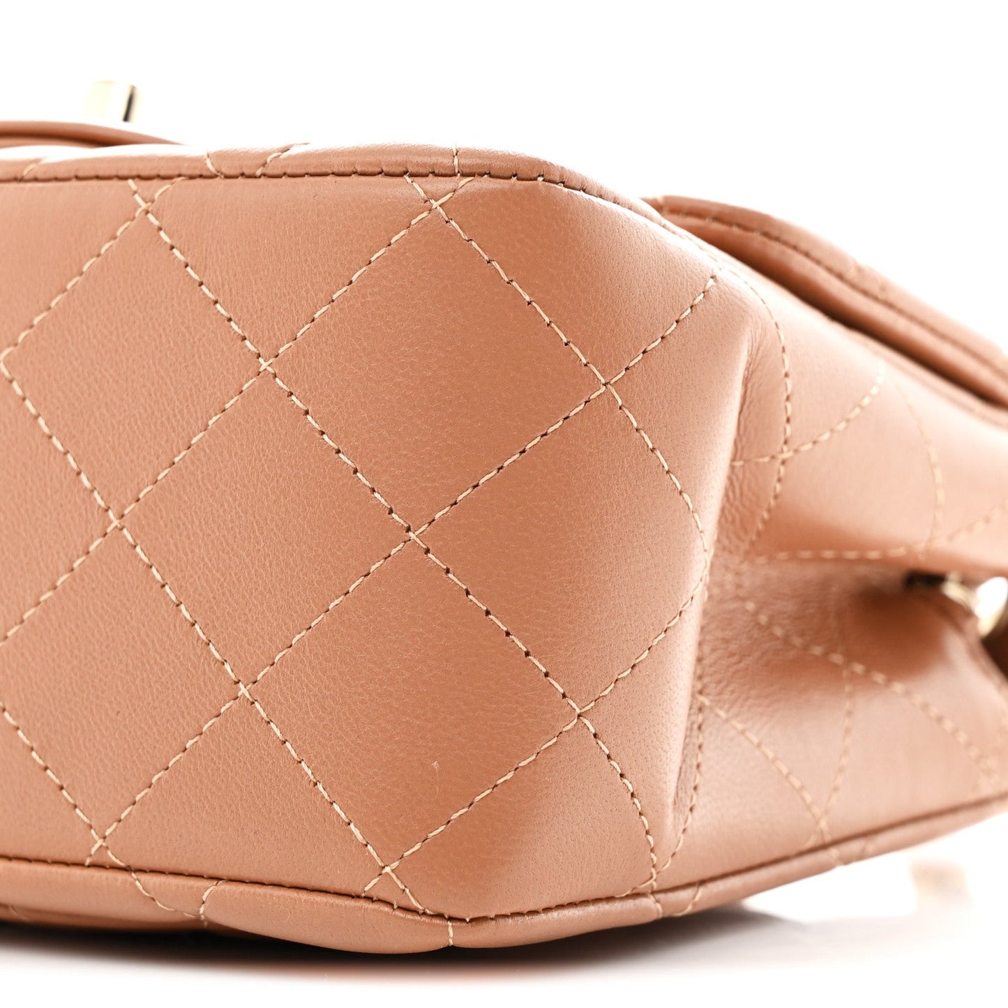 Lambskin Quilted Mini Square Flap Brown