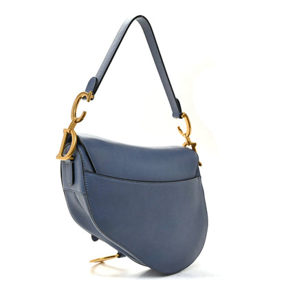 Shiny Goatskin Saddle Bag Cloud Blue
