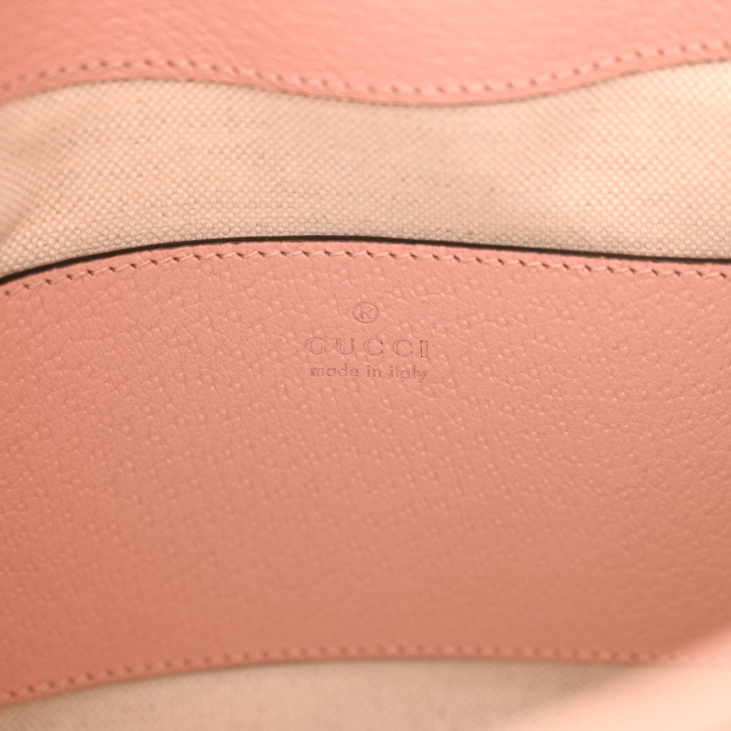 GG Supreme Monogram Textured Dollar Calfskin Web Small Ophidia Bucket Shoulder Bag Rose Pink