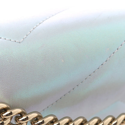 Iridescent Nappa Chevron Matelasse Small GG Marmont Shoulder Bag Iridescent Snow Light Blue