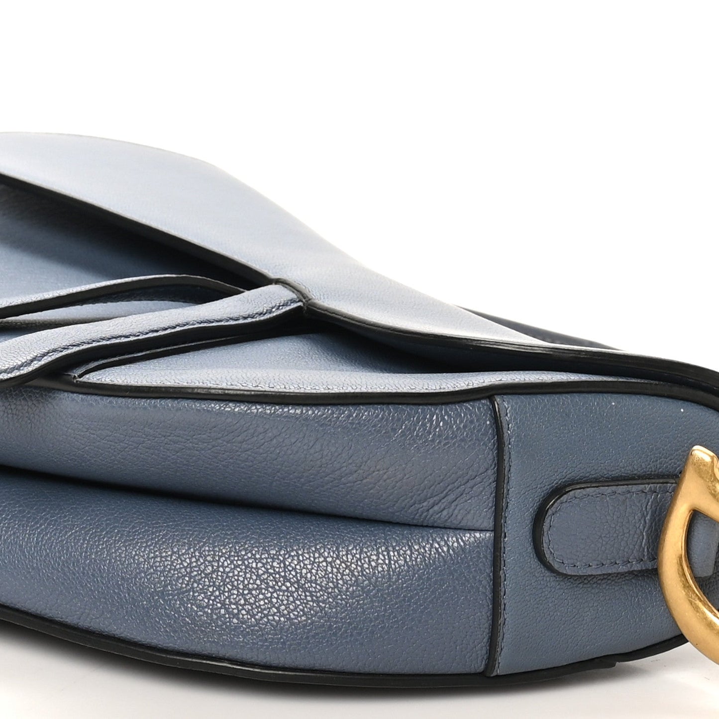 Shiny Goatskin Saddle Bag Cloud Blue