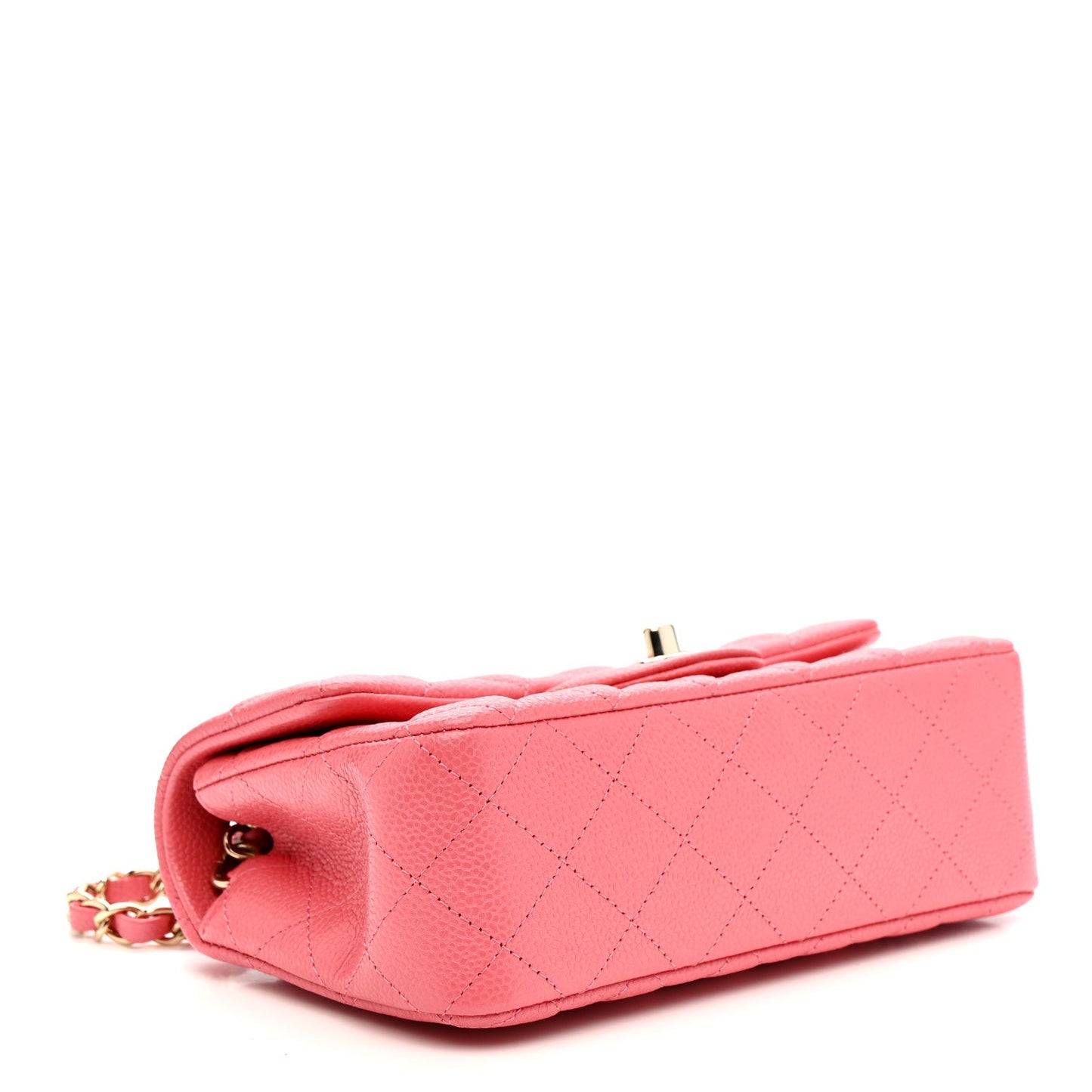 Iridescent Caviar Quilted Mini Rectangular Flap Pink