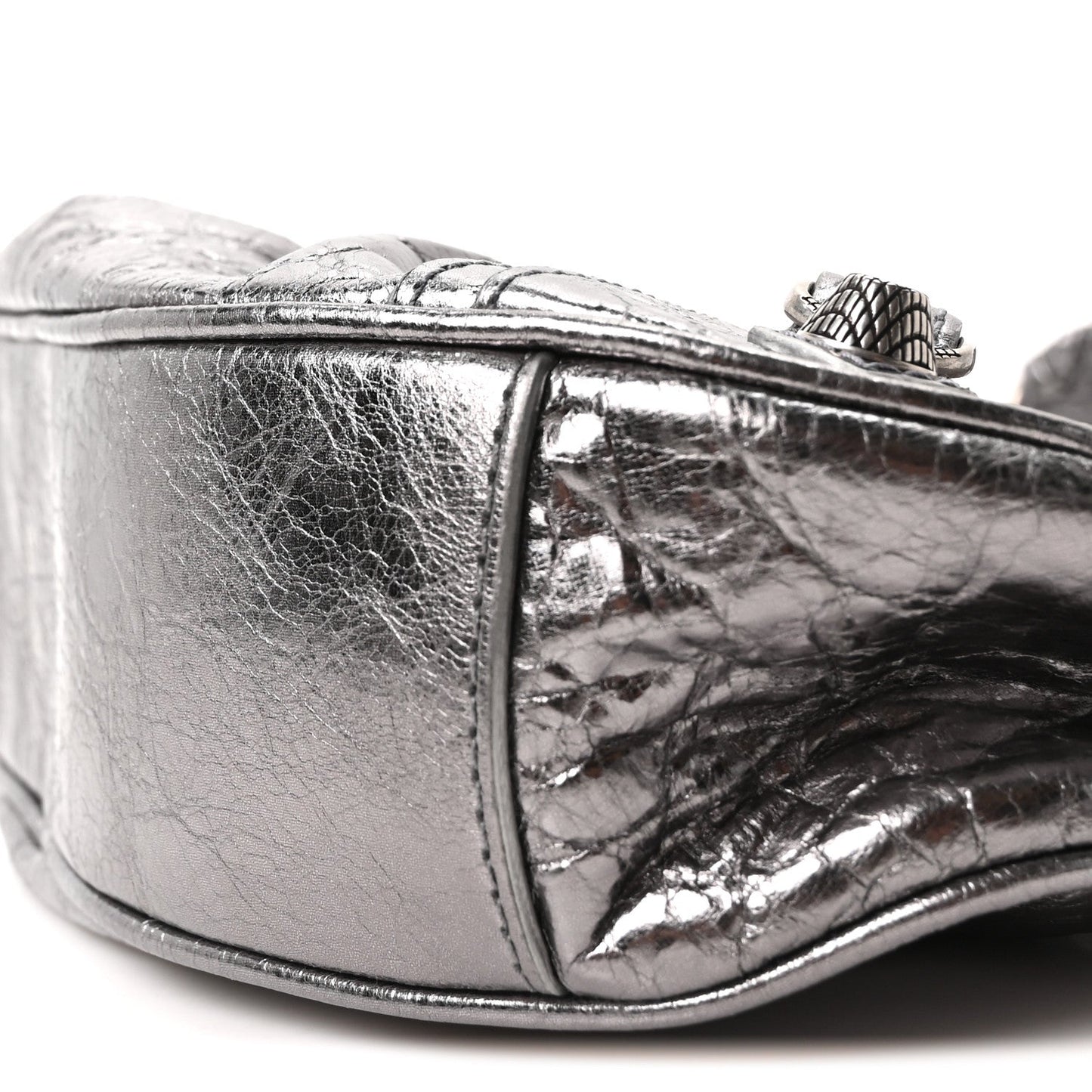 Metallic Agneau Arena Le Cagole Shoulder Bag XS Silver