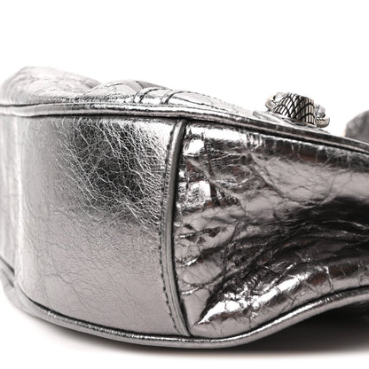 Metallic Agneau Arena Le Cagole Shoulder Bag XS Silver