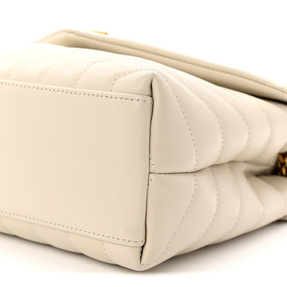 Calfskin Y Quilted Monogram Small Loulou Chain Satchel Crema Soft