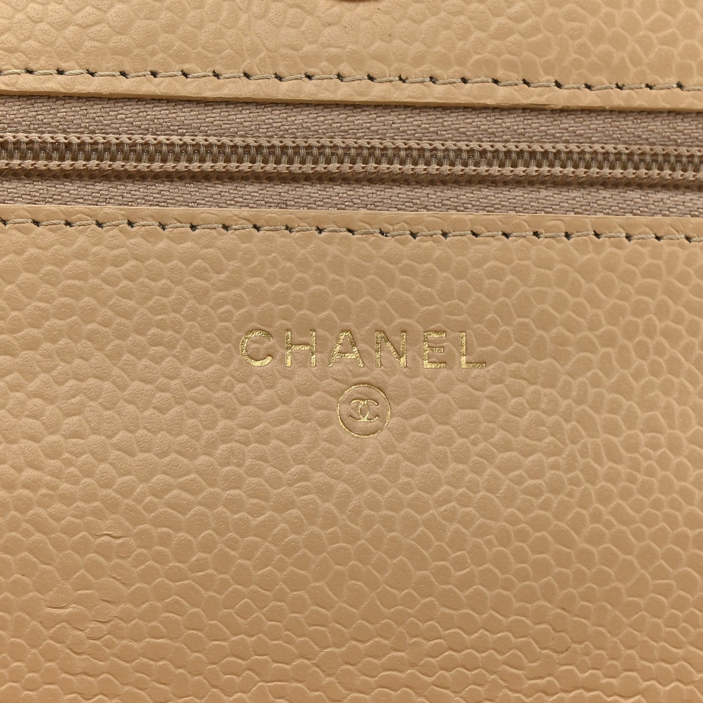 Caviar Quilted Wallet On Chain WOC Beige