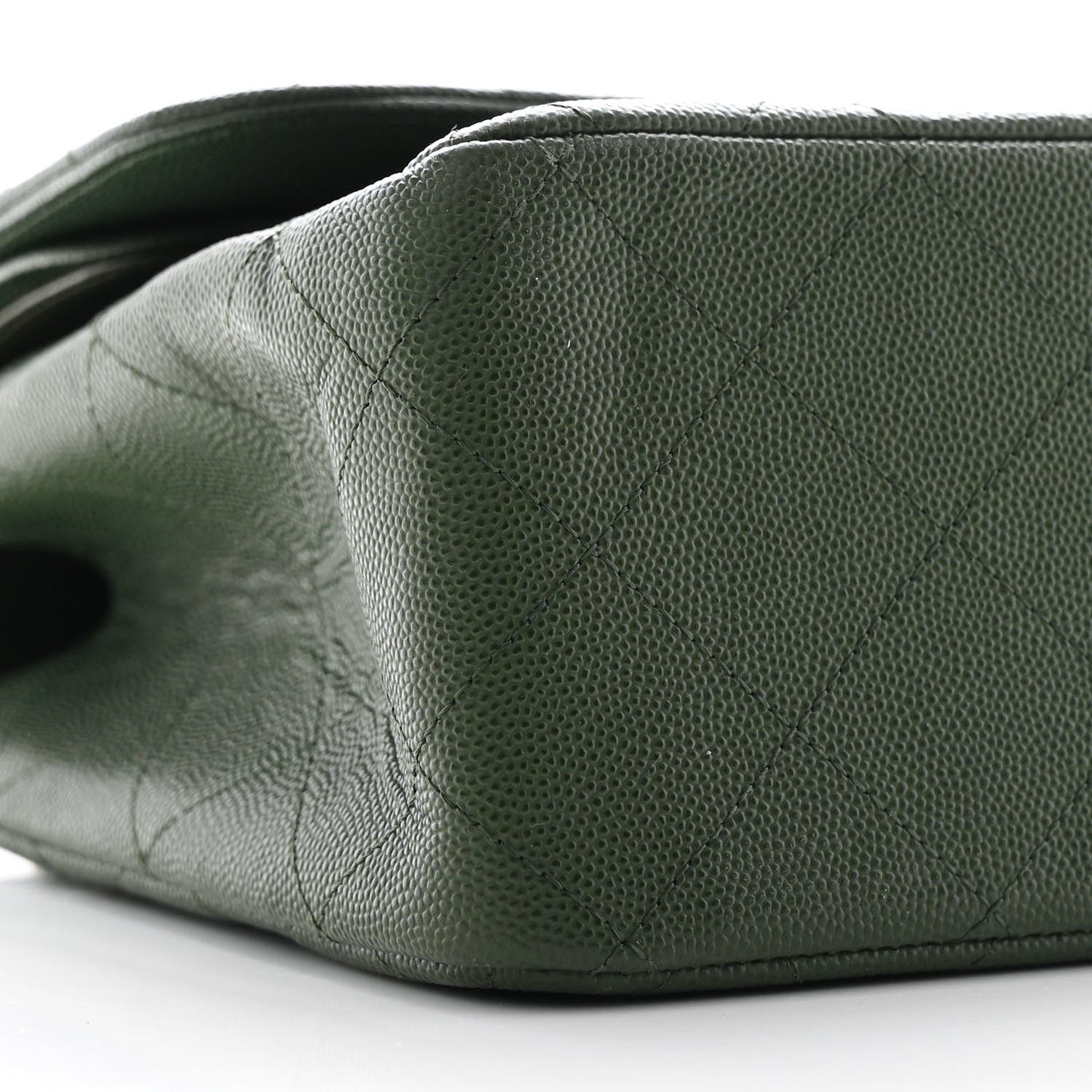 Caviar Quilted Jumbo Double Flap Green