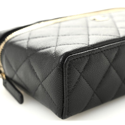 Caviar Quilted Top Handle Slim Vanity With Chain Black
