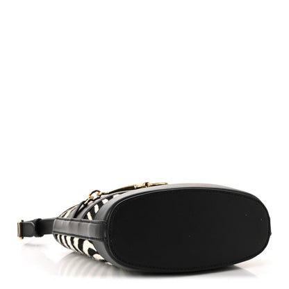Calf Hair Calfskin Zebra Print Gucci 73 Mini Bucket Bag Black White