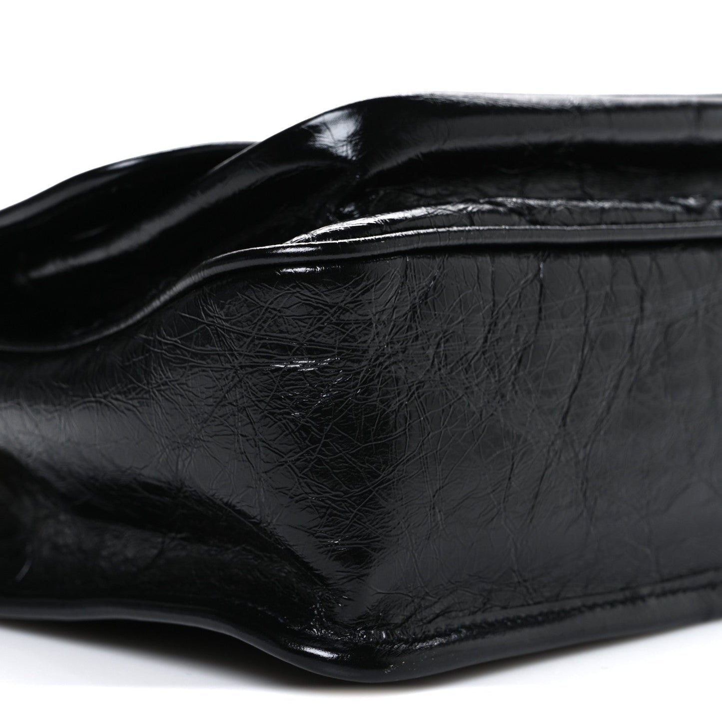 Crinkled Calfskin Matelasse Monogram Baby Niki Chain Satchel Black