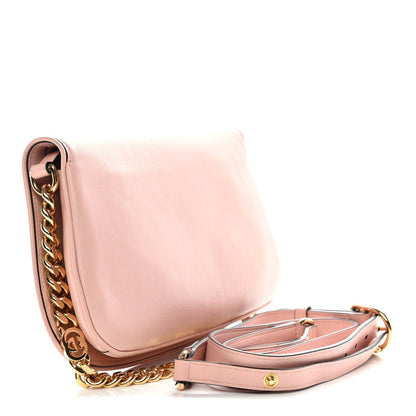 Roxy Calfskin Blondie Chain Shoulder Flap Bag Powder Pink