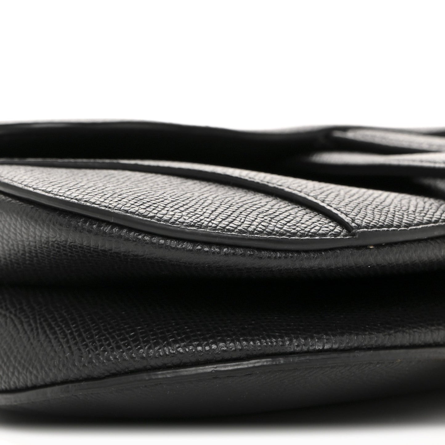 Grained Calfskin Mini Saddle Bag With Strap Black