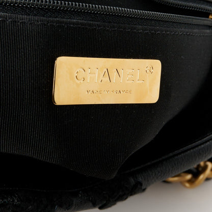 Calfskin Crochet Medium Chanel 19 Flap Black
