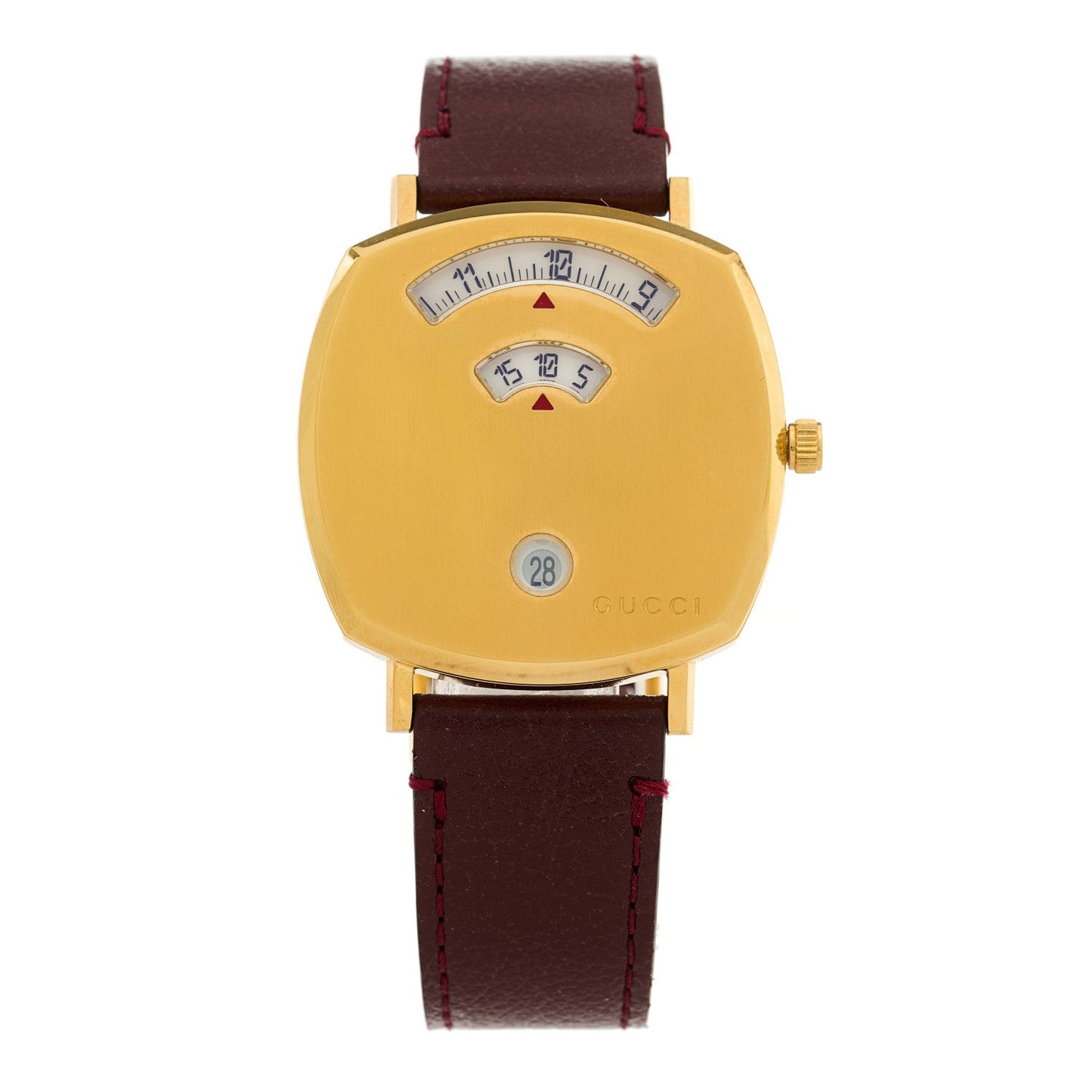 Stainless Steel Alligator 35mm Grip Quartz Watch Burgundy