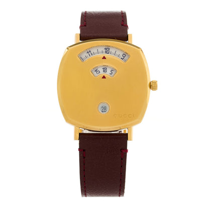 Stainless Steel Alligator 35mm Grip Quartz Watch Burgundy