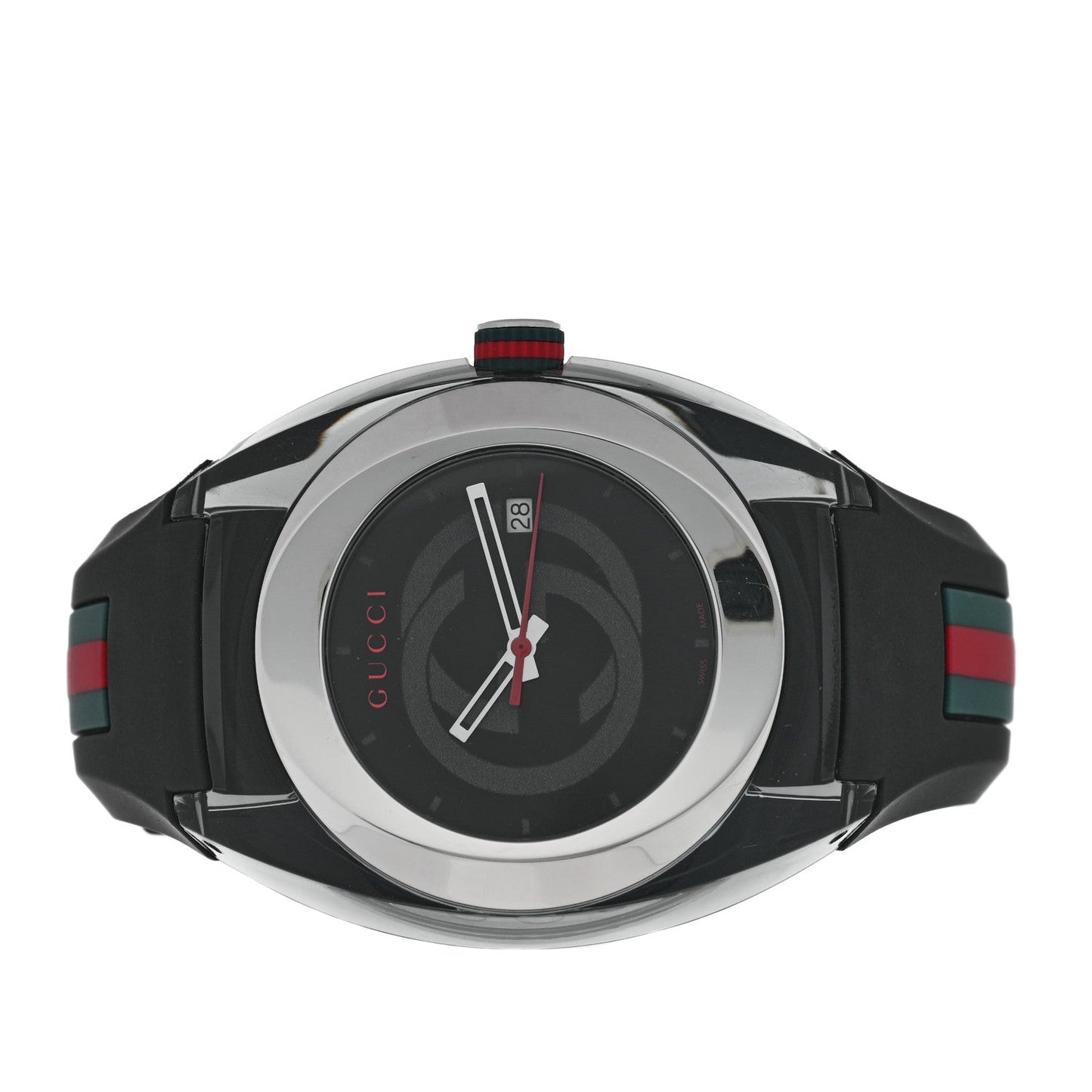 Stainless Steel Rubber 46mm Sync Web Quartz Watch Black