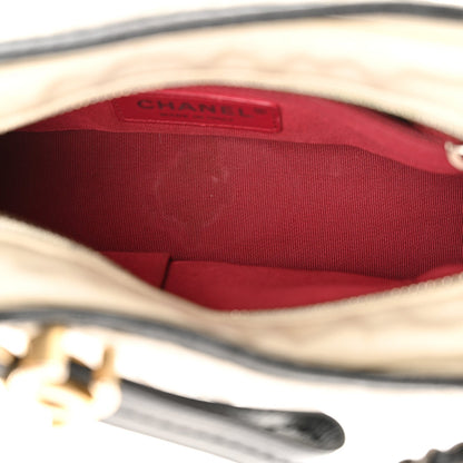 Aged Calfskin Quilted Small Gabrielle Hobo Black White