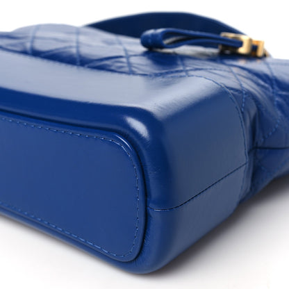 Aged Smooth Calfskin Quilted Medium Gabrielle Logo Hobo Blue