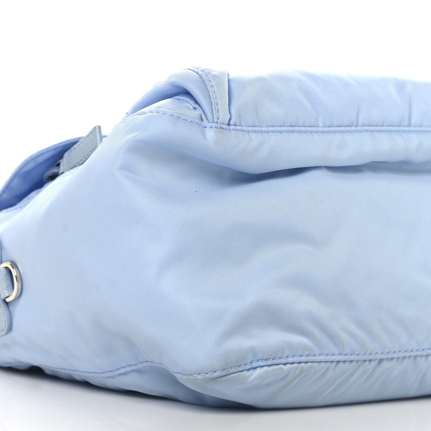 Re-Nylon Vela Saffiano Pocket Double Buckle Messenger Shoulder Bag Celeste