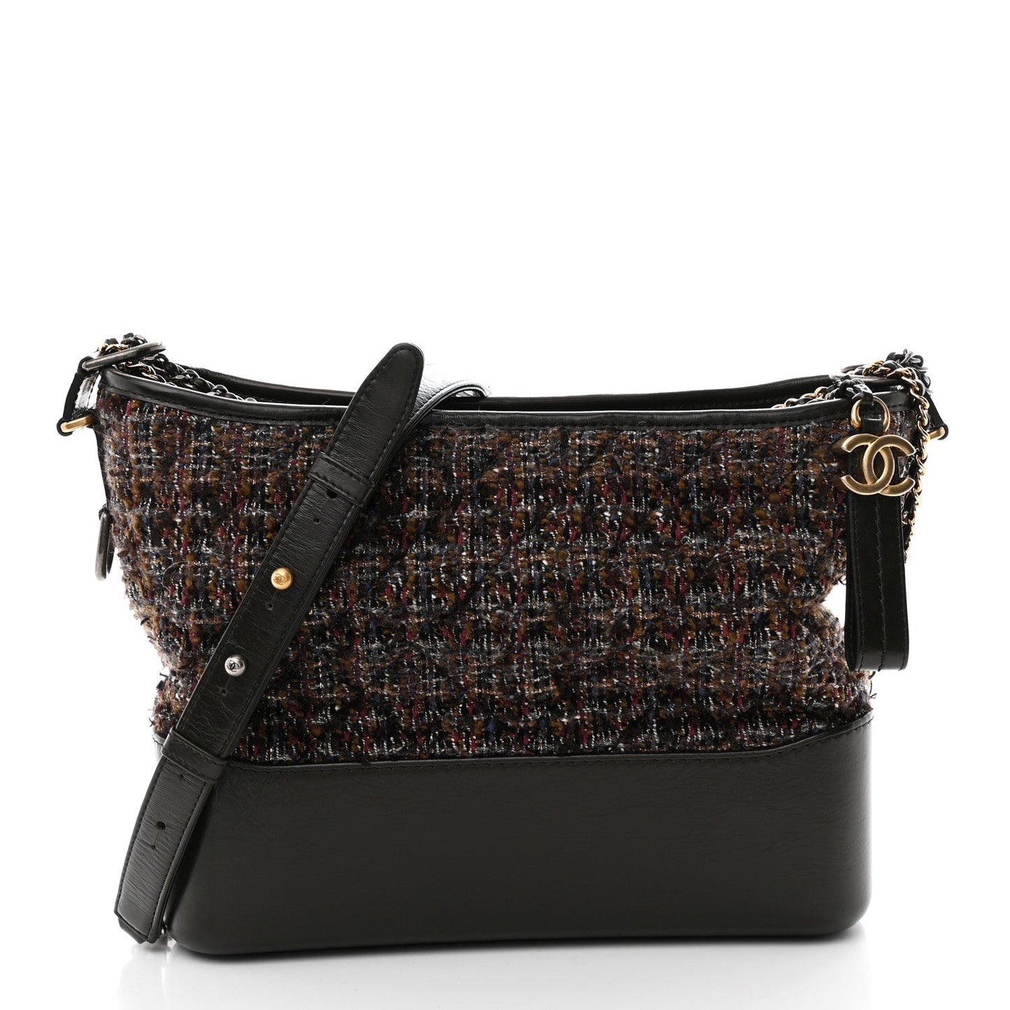 Tweed Calfskin Medium Gabrielle Hobo Brown