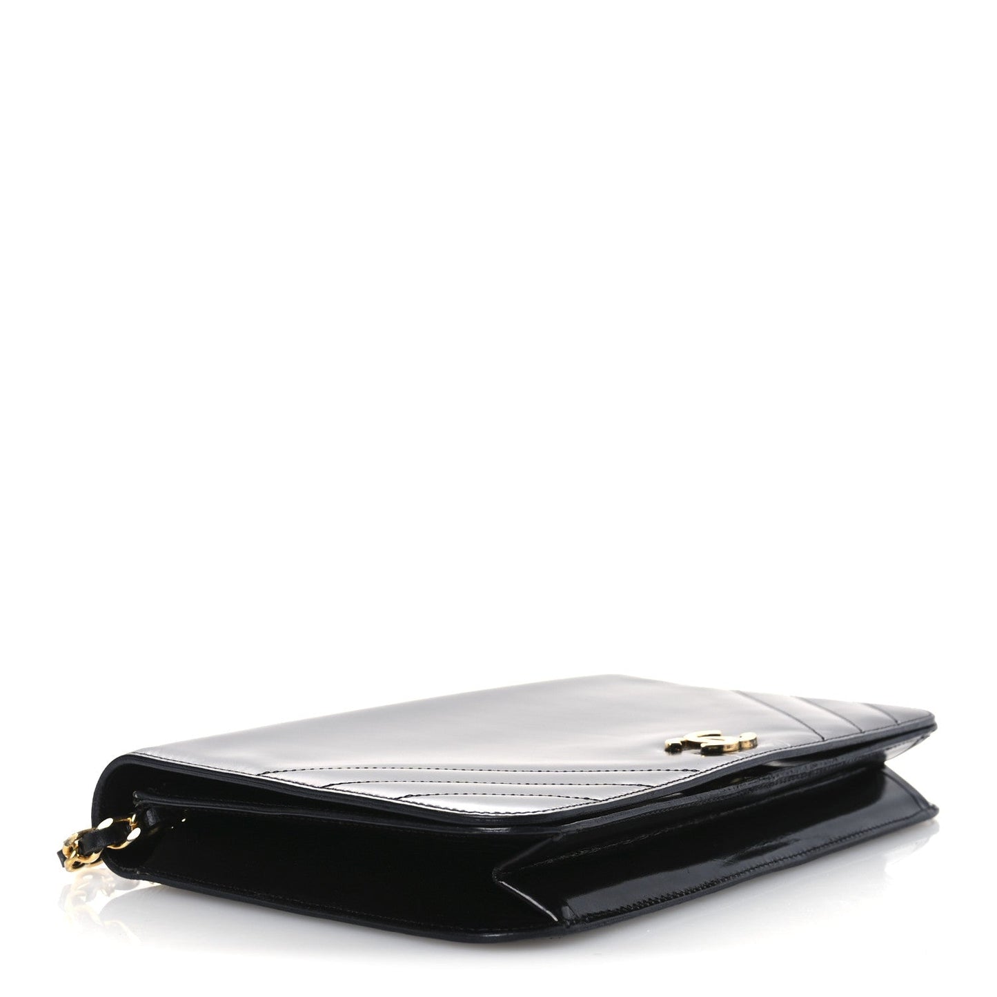 Lambskin Chevron Quilted Small Single Flap Black