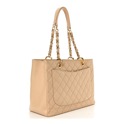 Caviar Quilted Grand Shopping Tote GST Beige