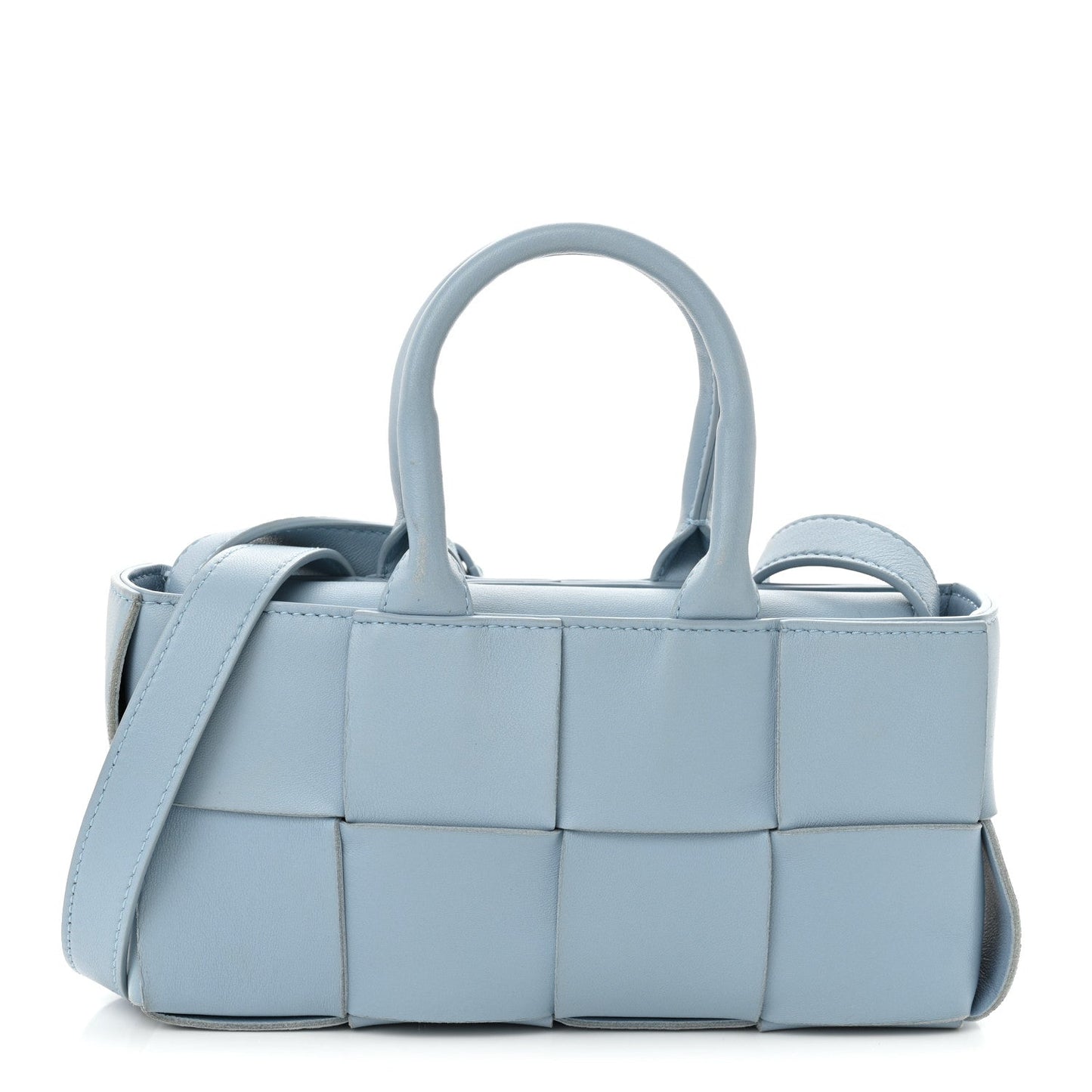 Nappa Maxi Intreccio Mini Arco East West Tote Ice Blue
