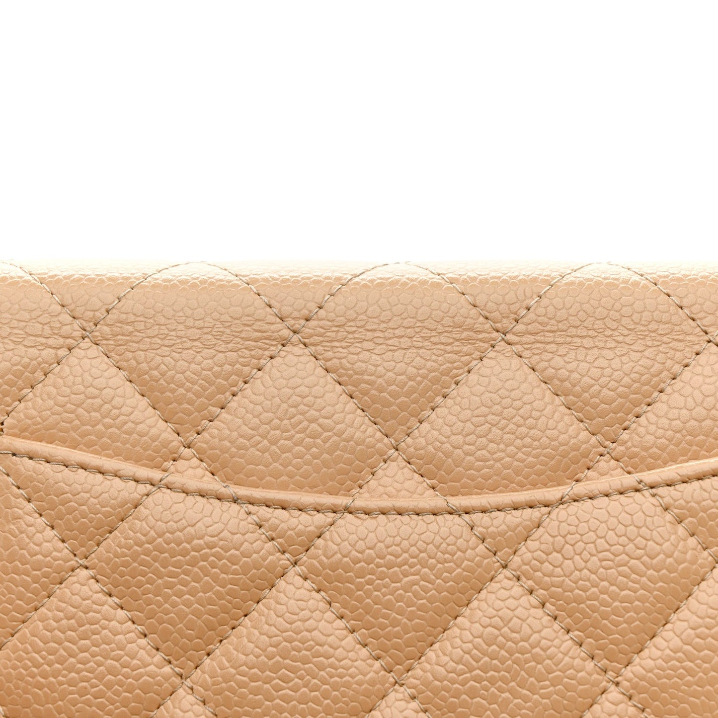 Caviar Quilted Wallet On Chain WOC Beige