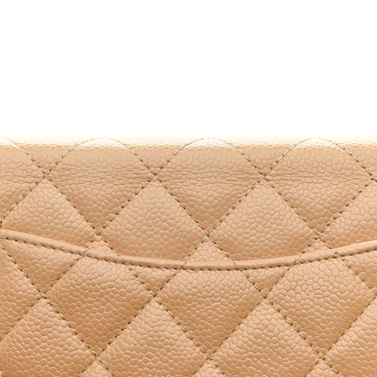 Caviar Quilted Wallet On Chain WOC Beige