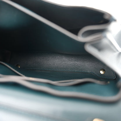 Calfskin Embossed Small Margot Top Handle Divisa Green