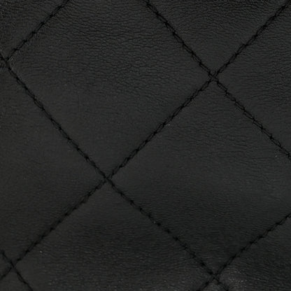 Lambskin Quilted Resin Bi-Color Chain Bucket Bag Black