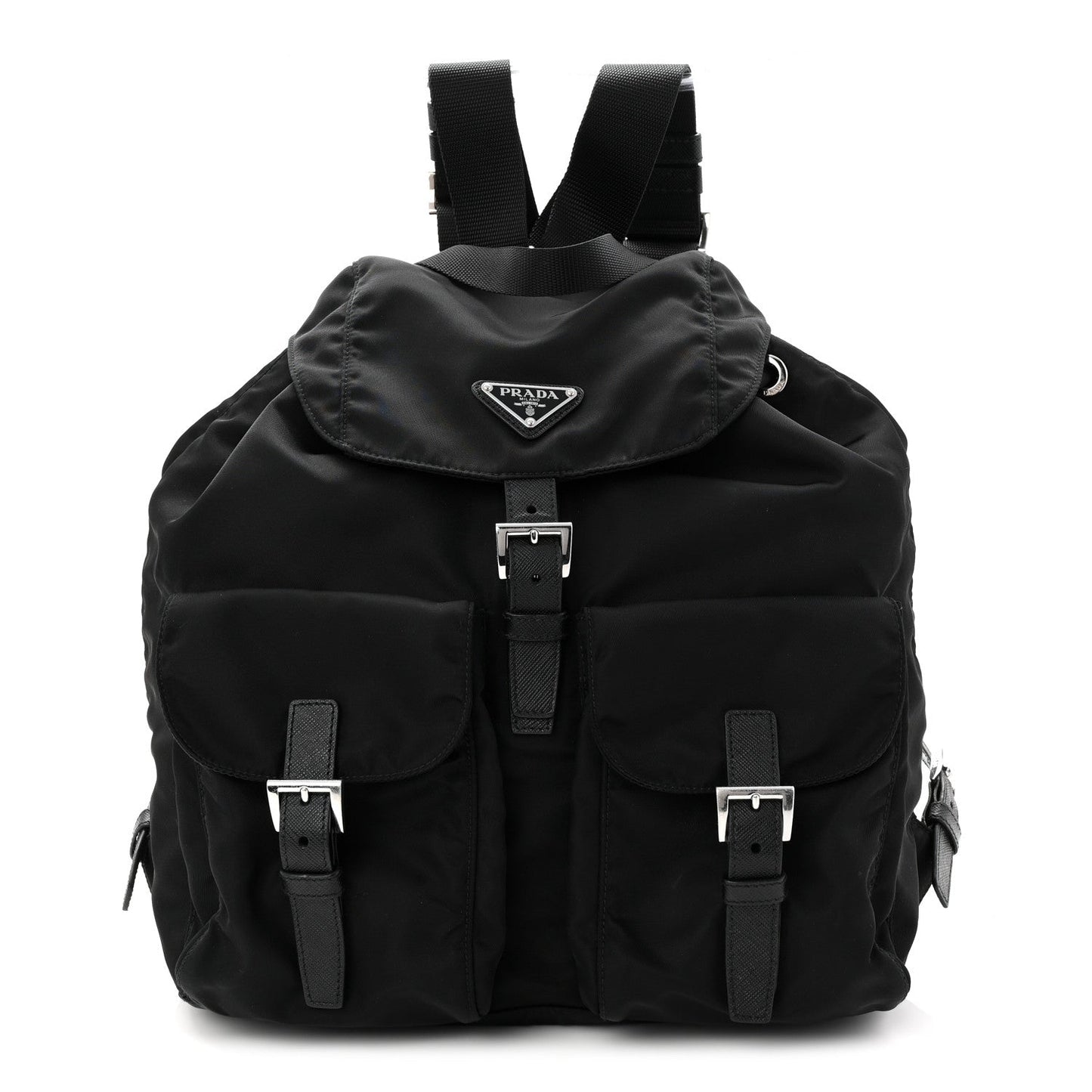 Tessuto Nylon Saffiano Medium Backpack Black