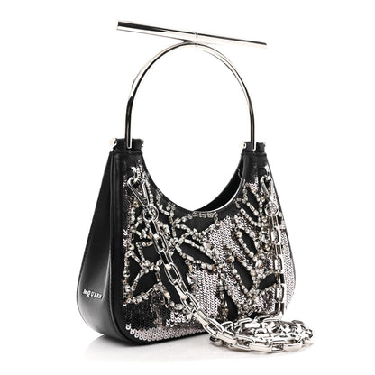Lambskin Embellished Crystal Mini T-Bar Bag Black