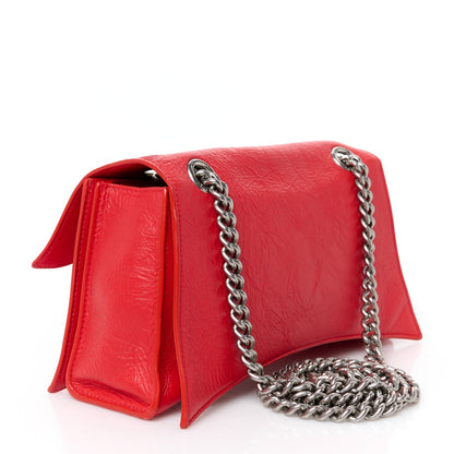 Arena Calfskin Small Crush Chain Bag Tomato Red