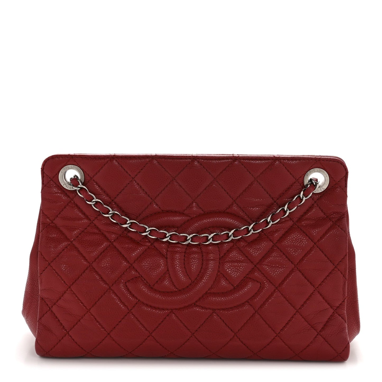 Caviar Quilted Timeless CC Shopping Tote Red