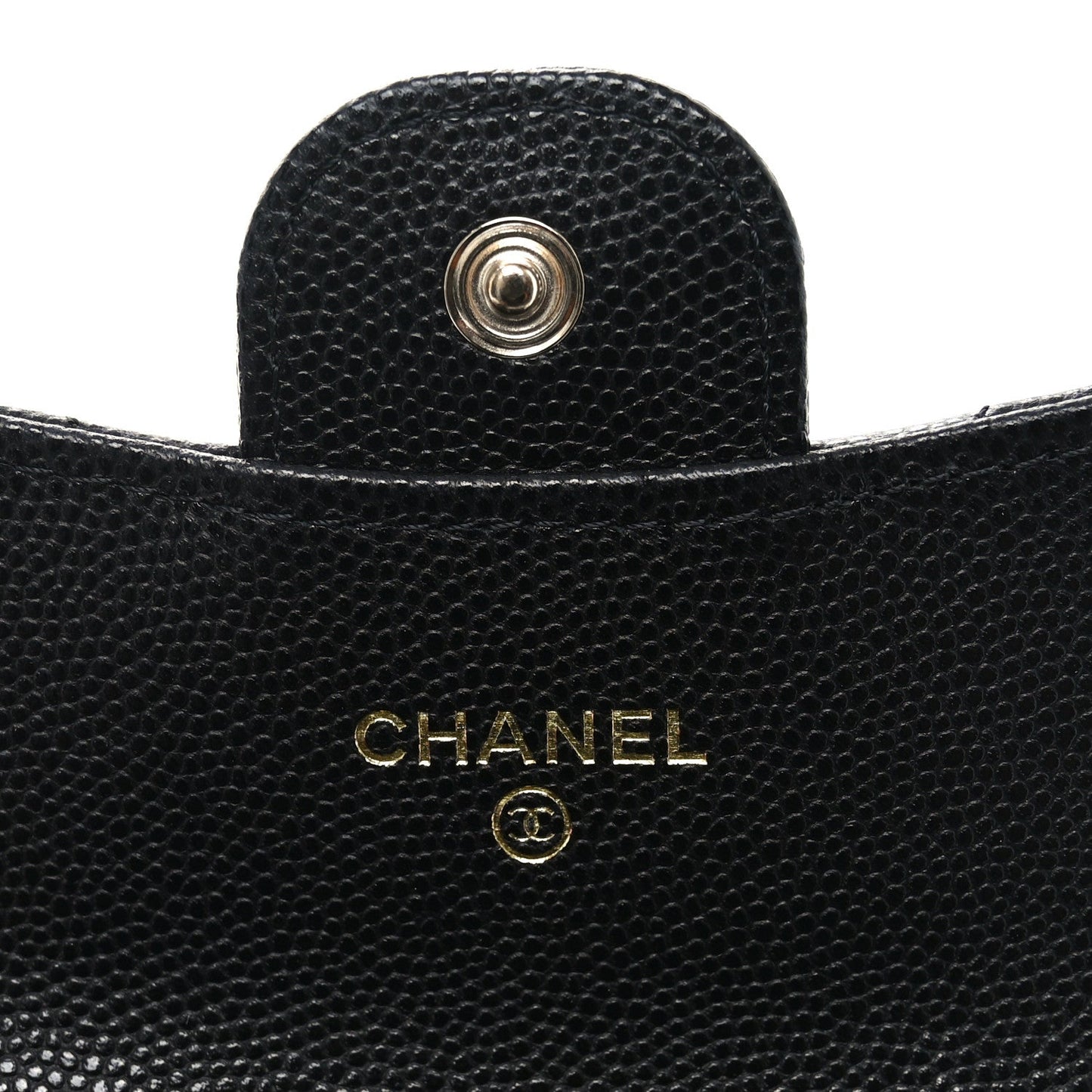 Caviar Quilted Flap Card Holder On Chain Black
