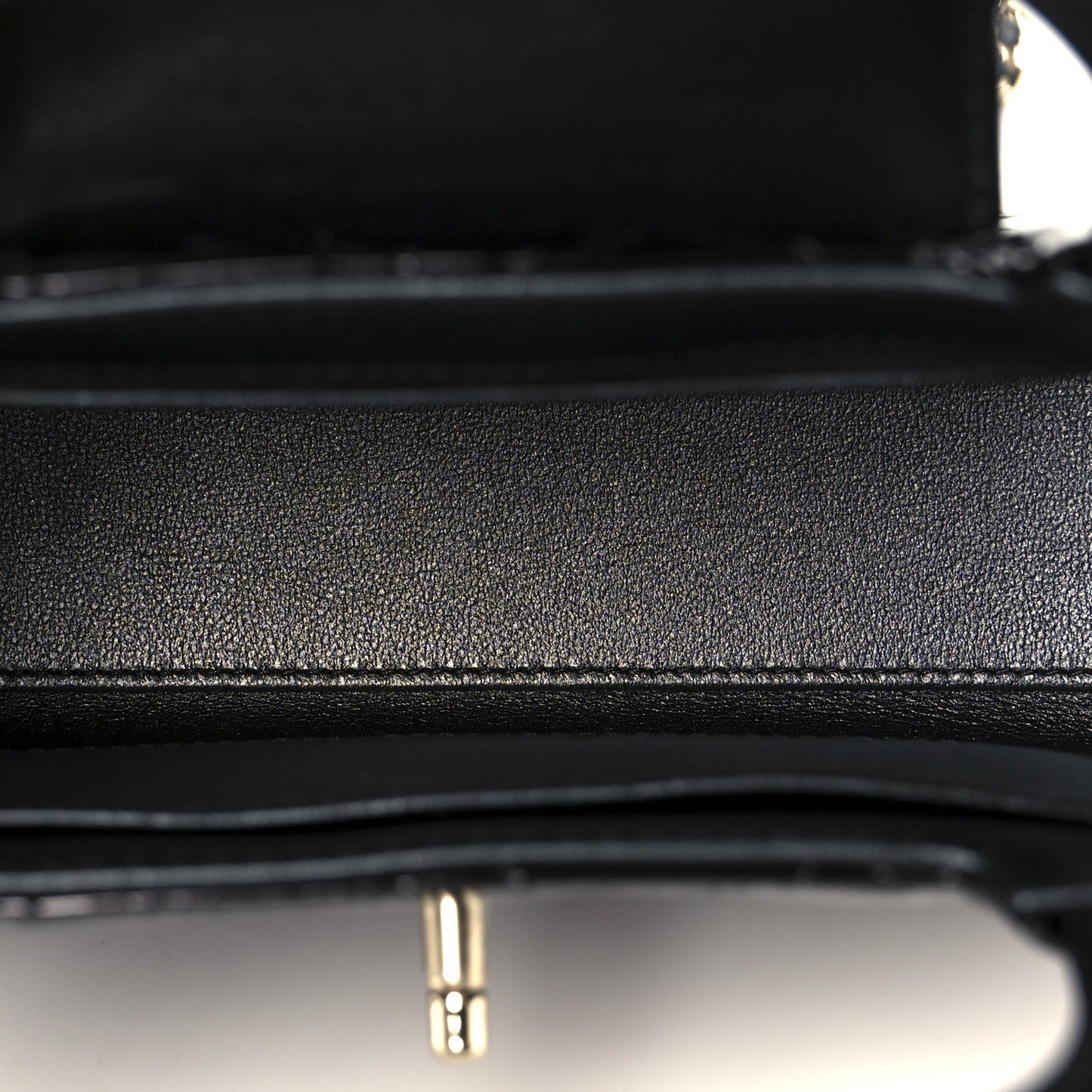 Mirror Calfskin Quilted Nano Kelly Shopper Black