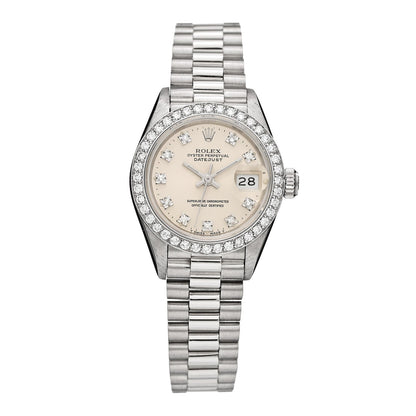 Platinum Diamond Bezel 26mm Datejust Watch Silver 69136