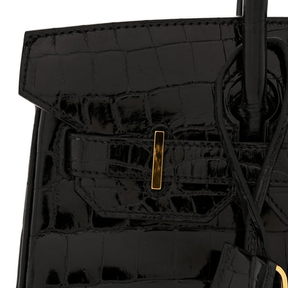 Shiny Niloticus Crocodile Birkin 30 Black