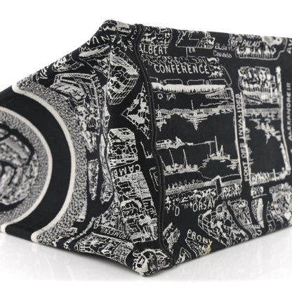 Canvas Embroidered Medium Plan De Paris Book Tote Black White