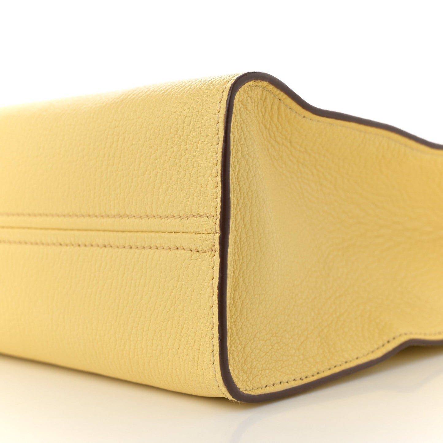 Goatskin Logo Embossed Shopping Tote Limone