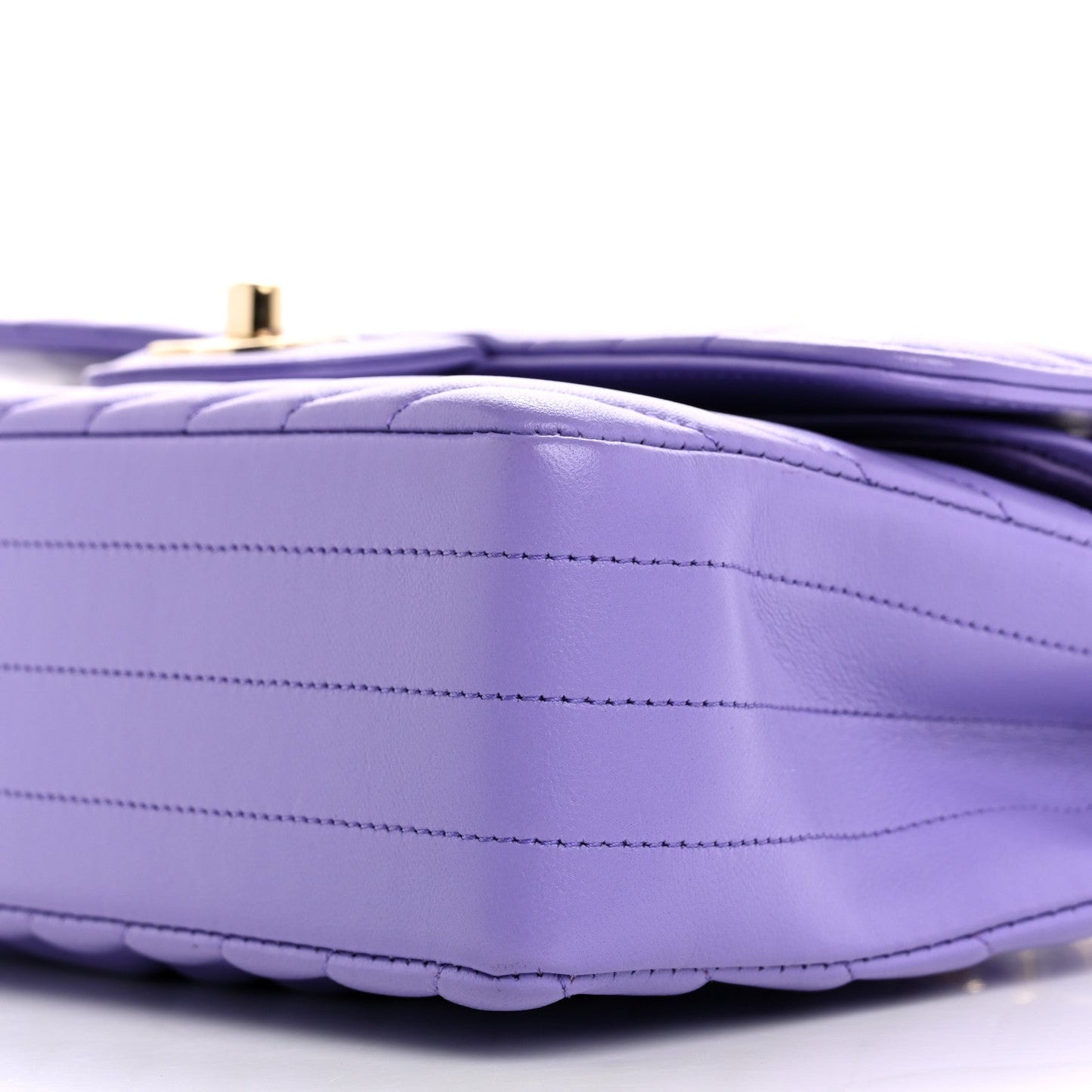 Lambskin Chevron Quilted Small Double Flap Purple