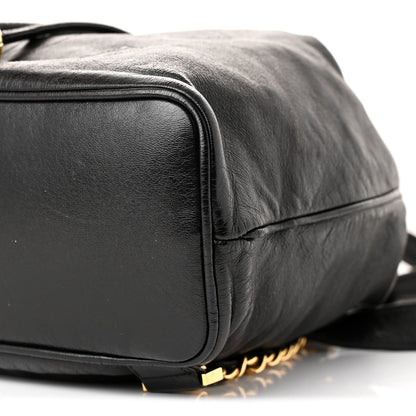 Lambskin CC Drawstring Backpack Black