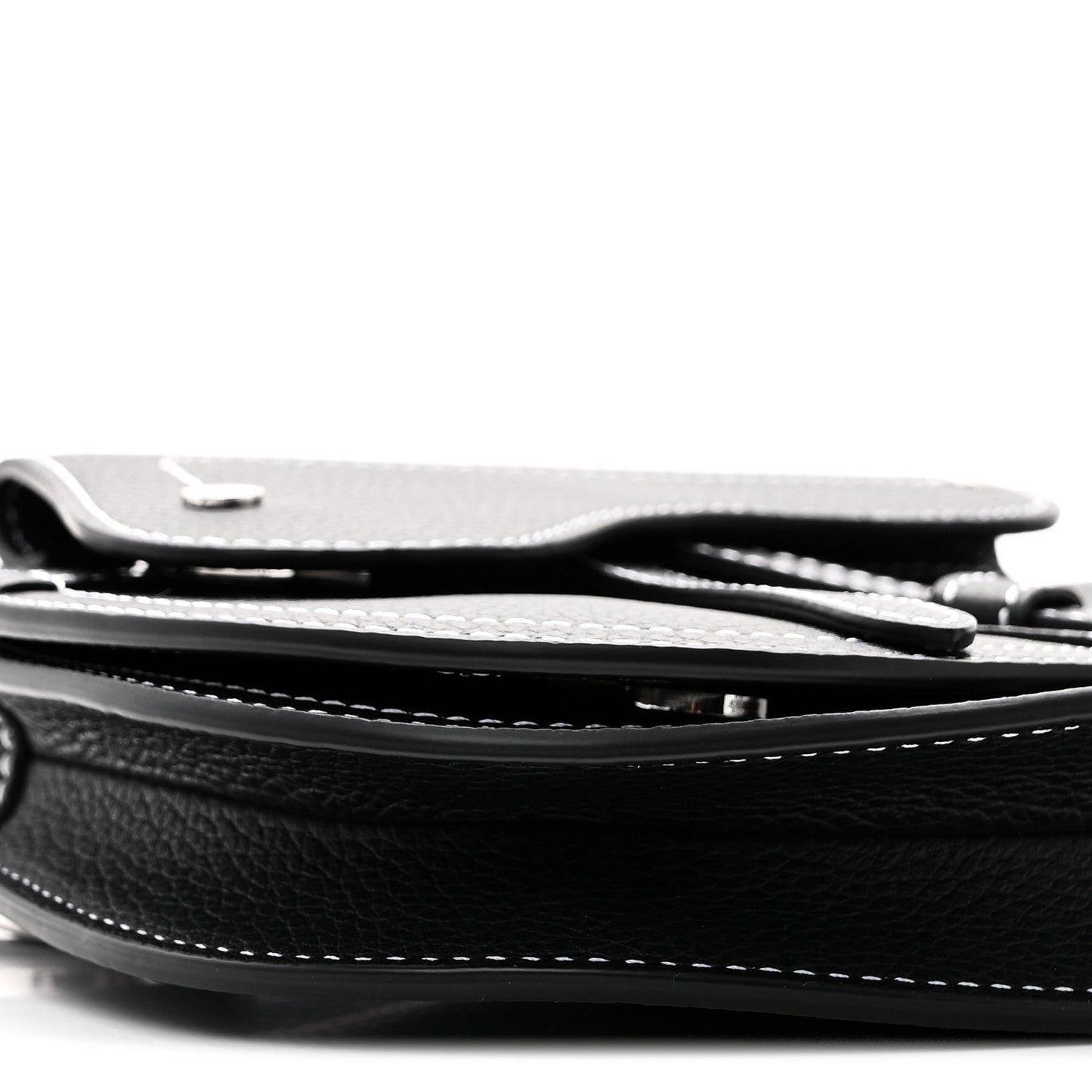 X KAWS Grained Calfskin Saddle Pouch Black