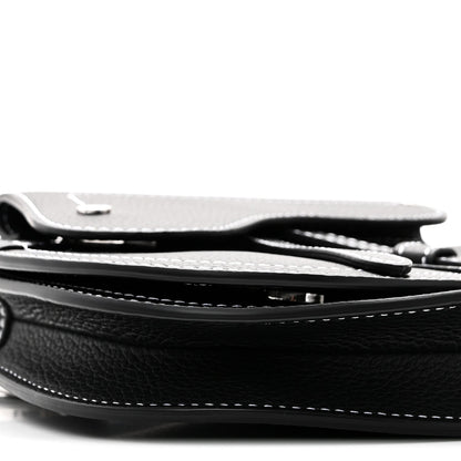 X KAWS Grained Calfskin Saddle Pouch Black