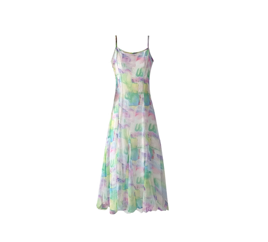 Holiday long suspender dress new style super large skirt chiffon long skirt temperament slim skirt R0170