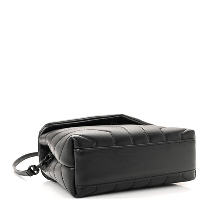 Calfskin Y Quilted Monogram Monochrome Toy Loulou Crossbody Bag Black