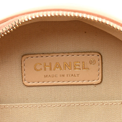 Glazed Calfskin Round As Earth Evening Bag Beige