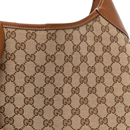 GG Supreme B Large Shoulder Bag Beige Dark Brown