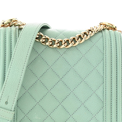 Calfskin Quilted North South Boy Flap Light Blue